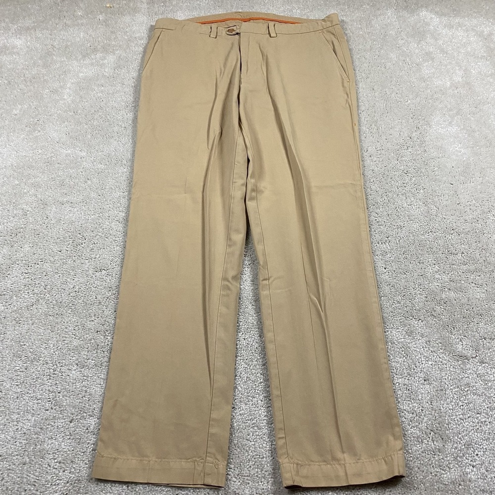 Tommy Bahama Pants Mens 34x30 Khaki Flat Front Pima Cotton Chino Work Office